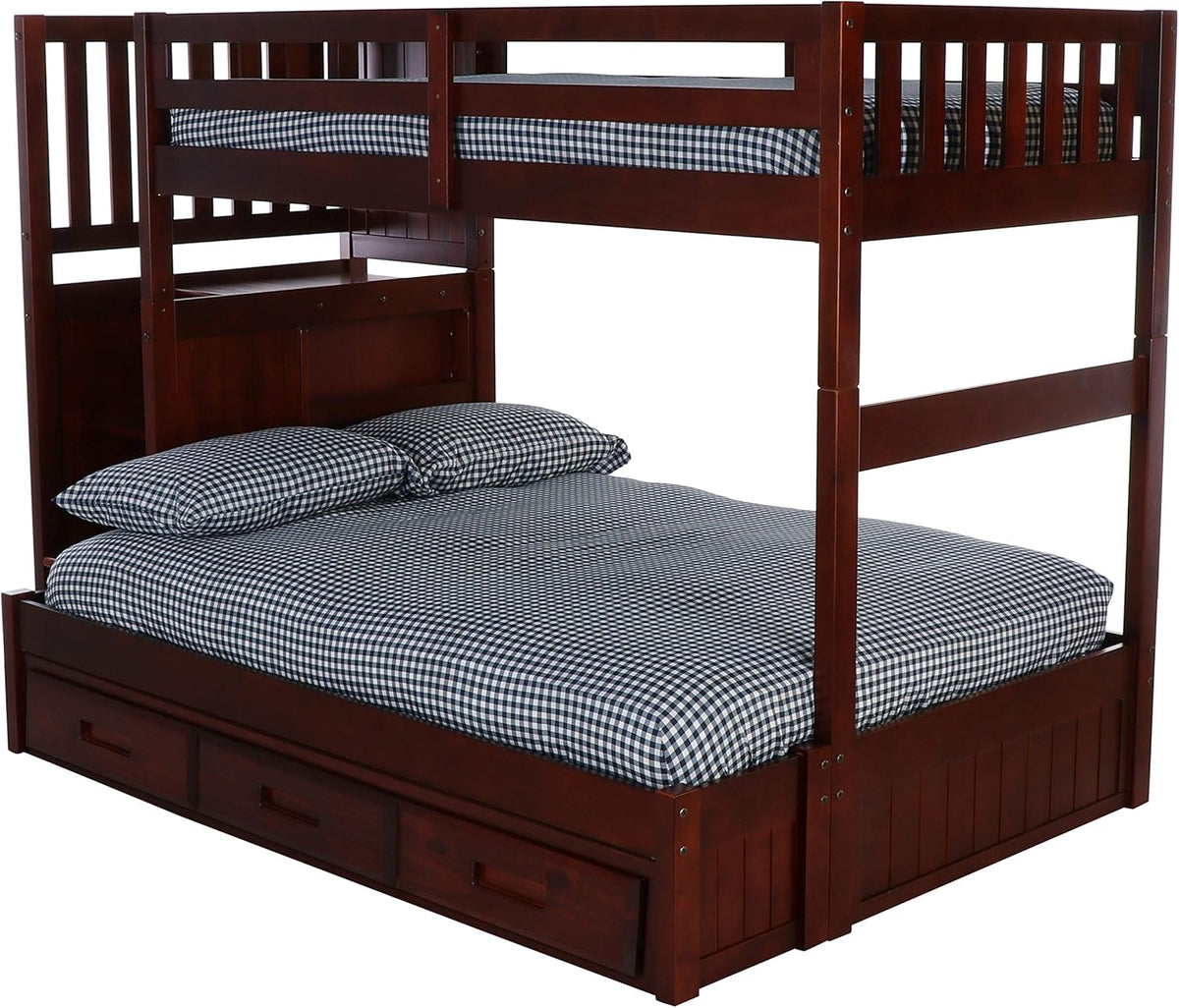 Twin Over Full Staircase Bunk Bed with 3 Drawers M636