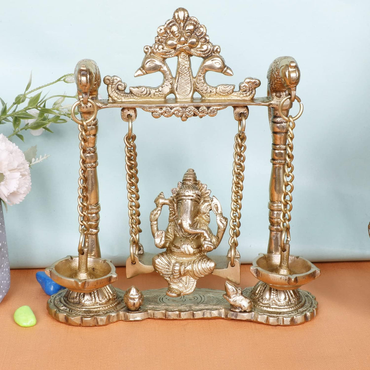 Brass Ganesh Jhula Hanging Swing Statue 9 Inch B806