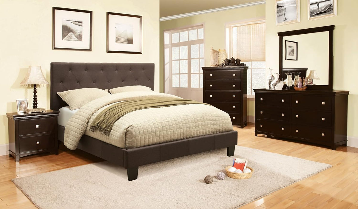 King Tufted Platform Bed in Gray D94372