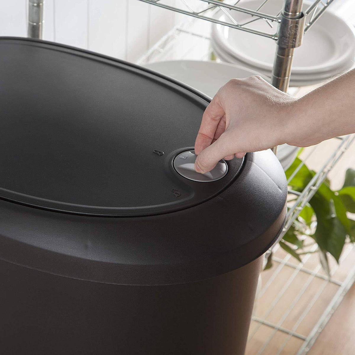 12.6 Gallon Locking StepOn Wastebasket Black 2 Pack S601