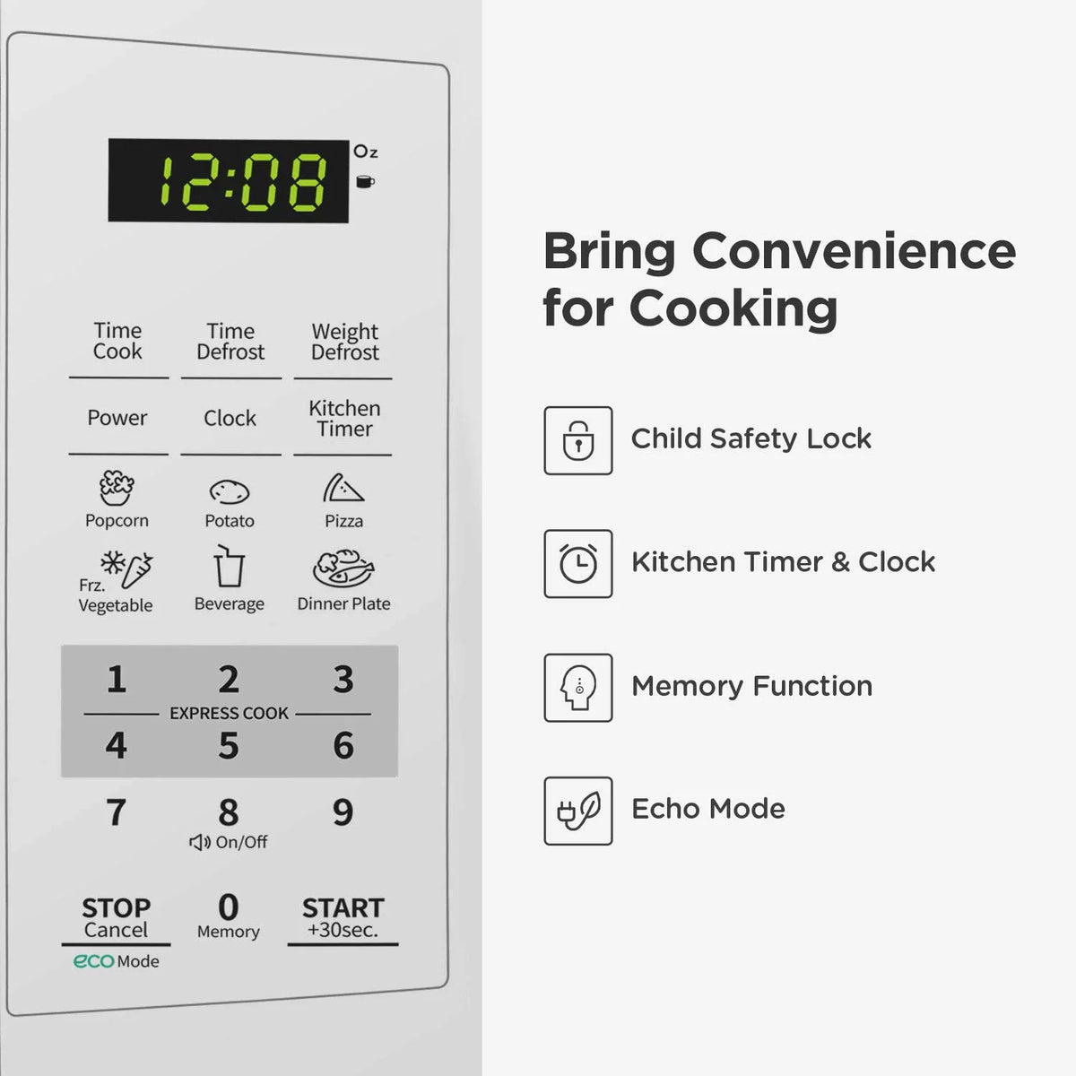 0.7 Cu Ft 700W Pearl White Countertop Microwave Oven Y864