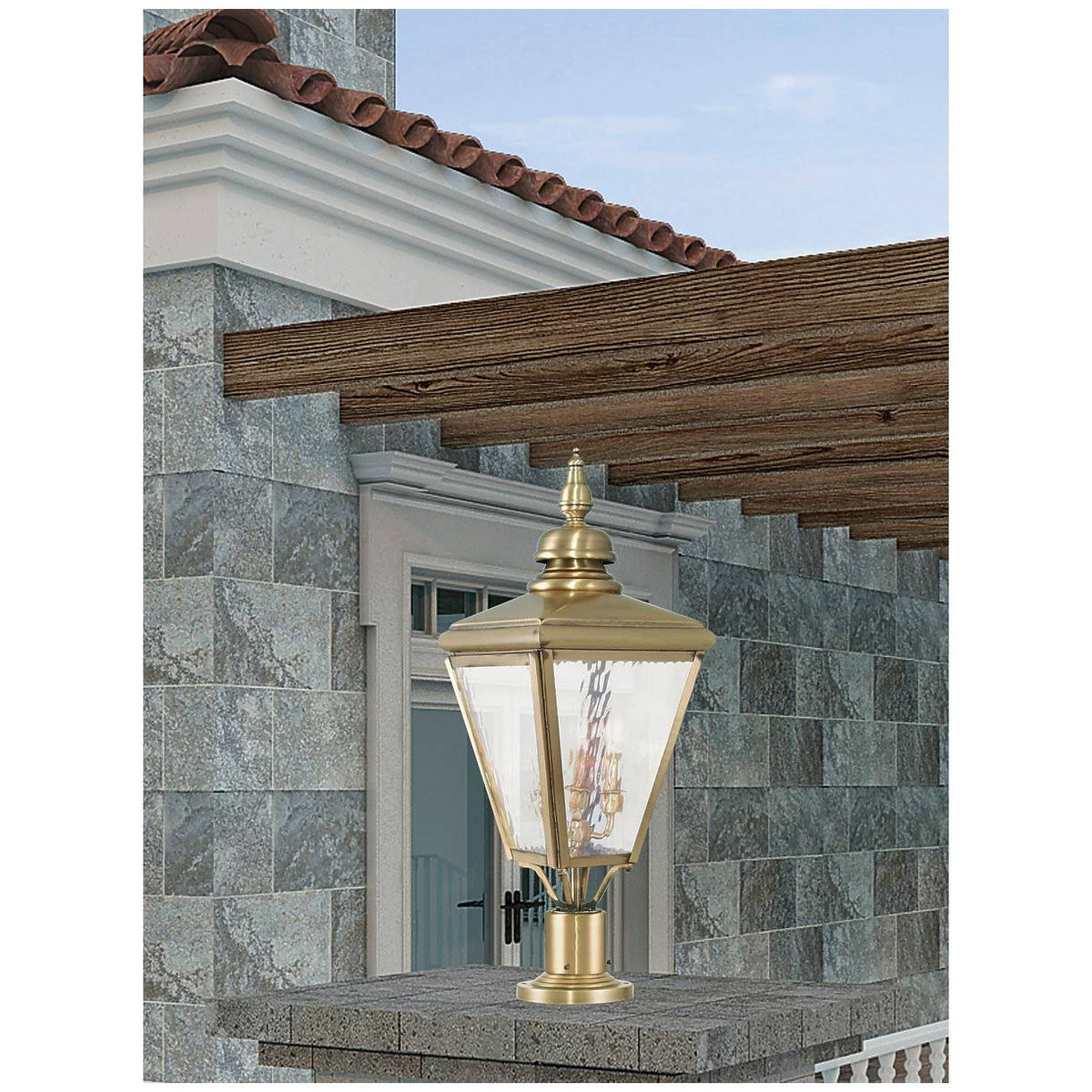 Antique Brass Post-Top Lantern D365862