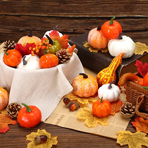 520 Pcs Artificial Pumpkins and Gourds Fall Harvest Decoration Set C969