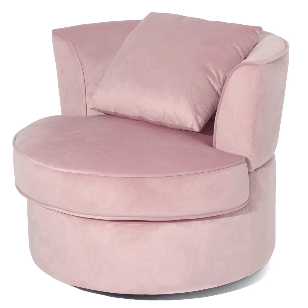 Pink Velvet Swivel Barrel Chair with 1 Pillow S491566