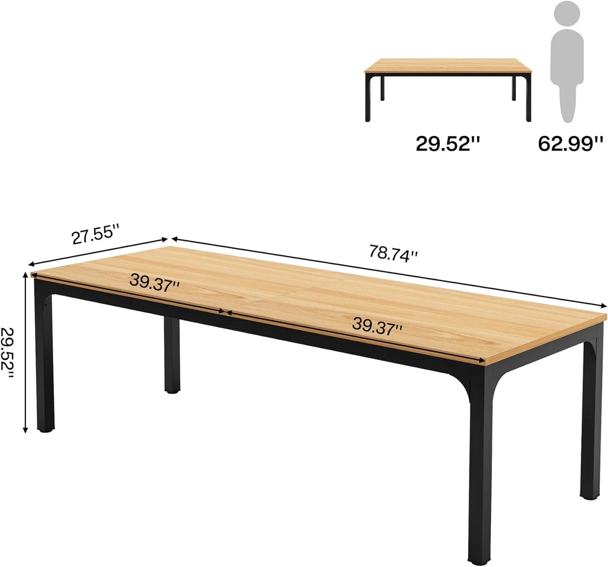 78.7 inches Extra Long Double Office Writing Desk with Adjustable Foot Pads Y929