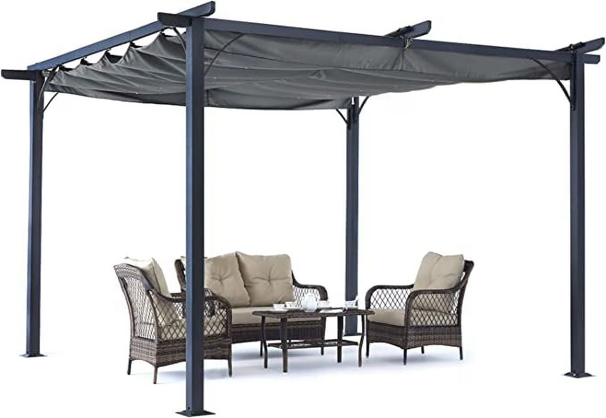 11x11 Outdoor Patio Pergola with Retractable Shade O777