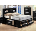 Queen Size Bed with Storage and Headboard Bookcase in Black L1654