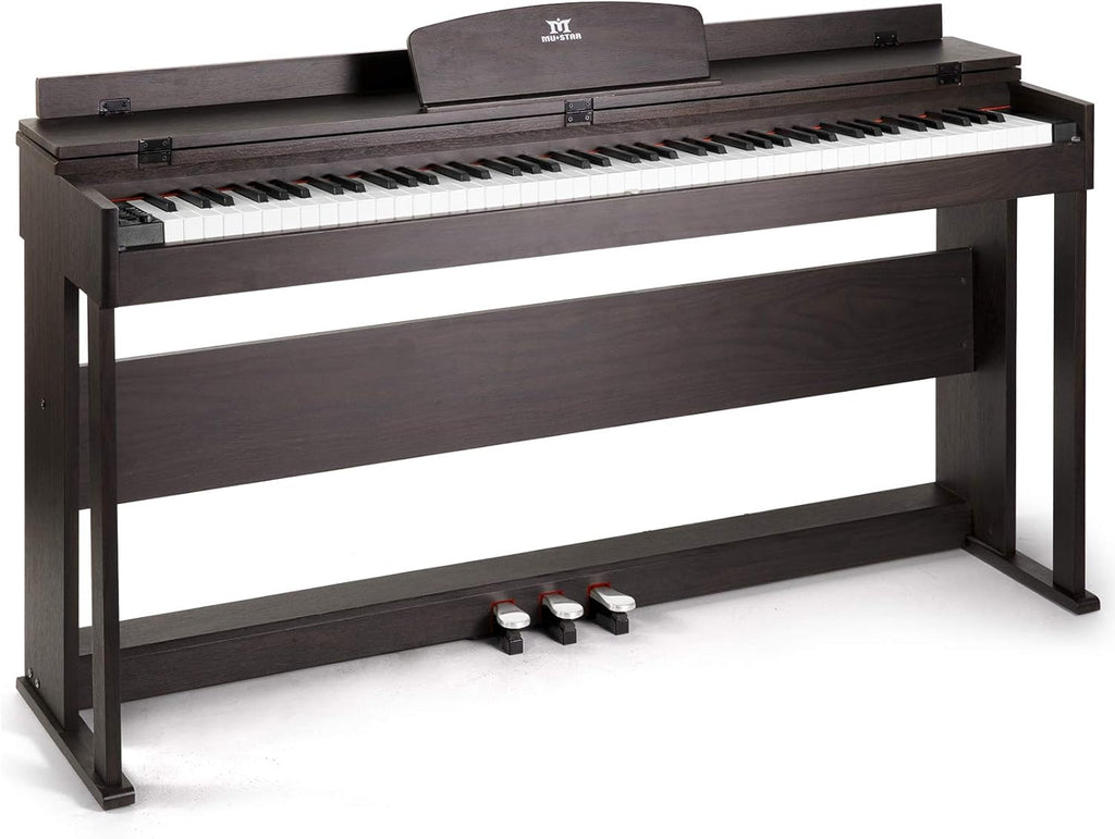 Black 88 Key Weighted Hammer Action Digital Piano with Dual Stereo Speakers, 3 Pedals, Furniture Stand G528