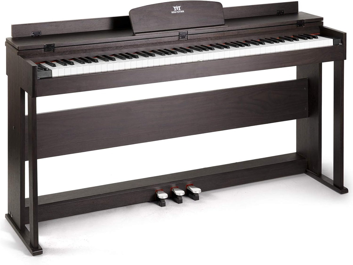 Black 88 Key Weighted Hammer Action Digital Piano with Dual Stereo Speakers, 3 Pedals, Furniture Stand G528