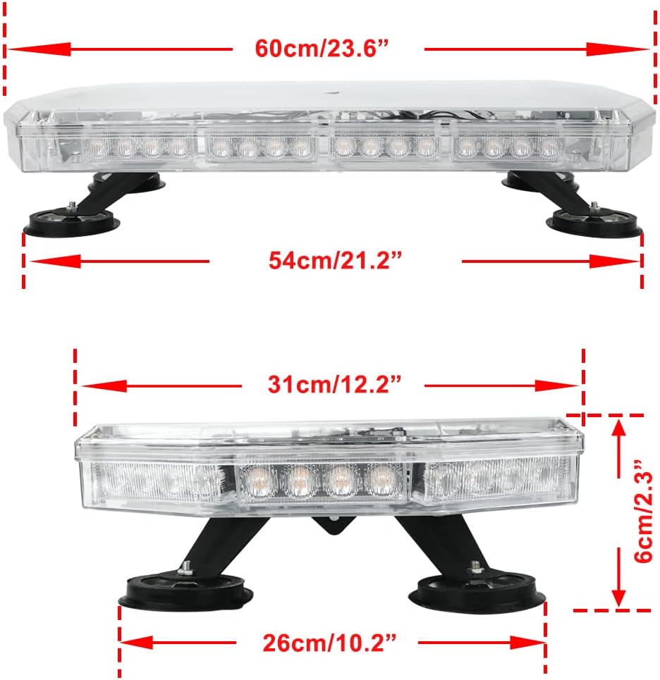 56 LEDs Emergency Warning Strobe Light Bar with 5m Cable and Double Switch, Pack of 2 V757
