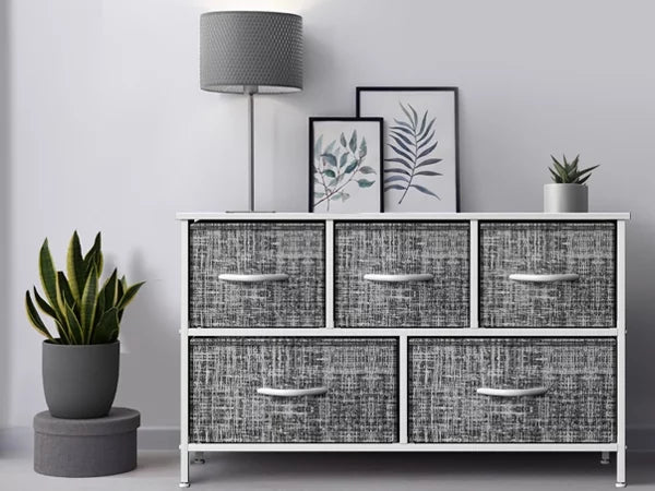 5 Drawer Storage Chest Dresser with Fabric Bins C70491