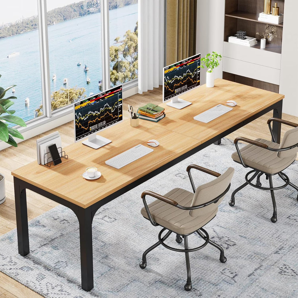 78.7 inches Extra Long Double Office Writing Desk with Adjustable Foot Pads Y929