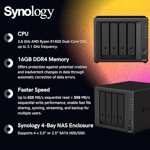 4-Bay NAS Enclosure Server, AMD Ryzen R1600 Dual-Core 3.1 GHz, 16GB DDR4 RAM E266