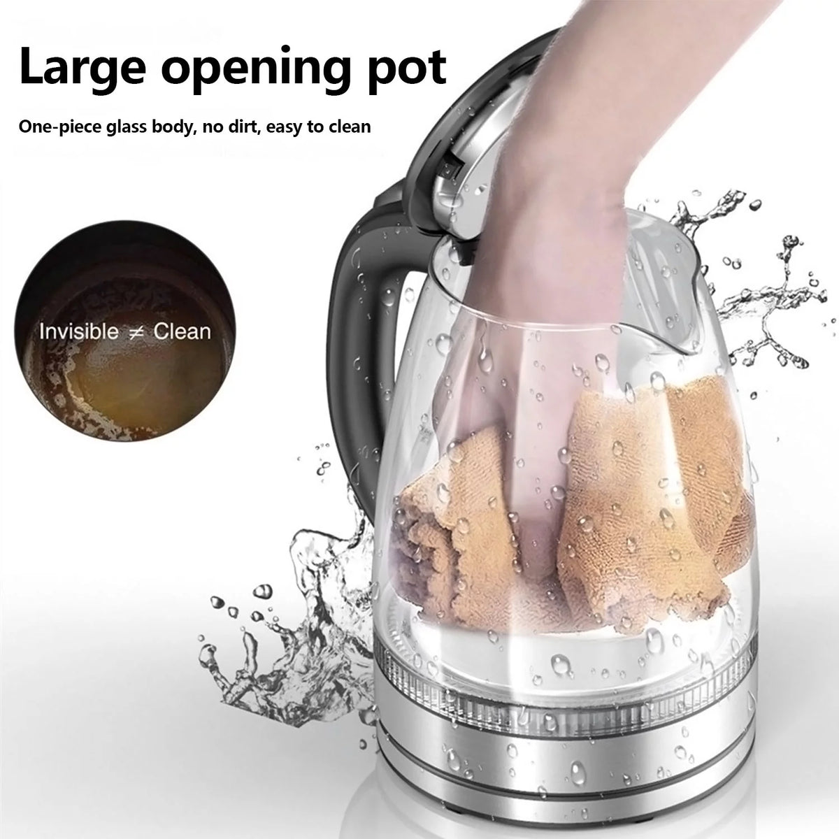1.8 Liter Glass and Steel Electric Kettle with Auto Shut-Off K214063