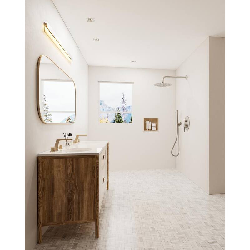 10 in. Round Wall Mount 2-Spray Shower Faucet 2.5 GPM Brushed Nickel X6027