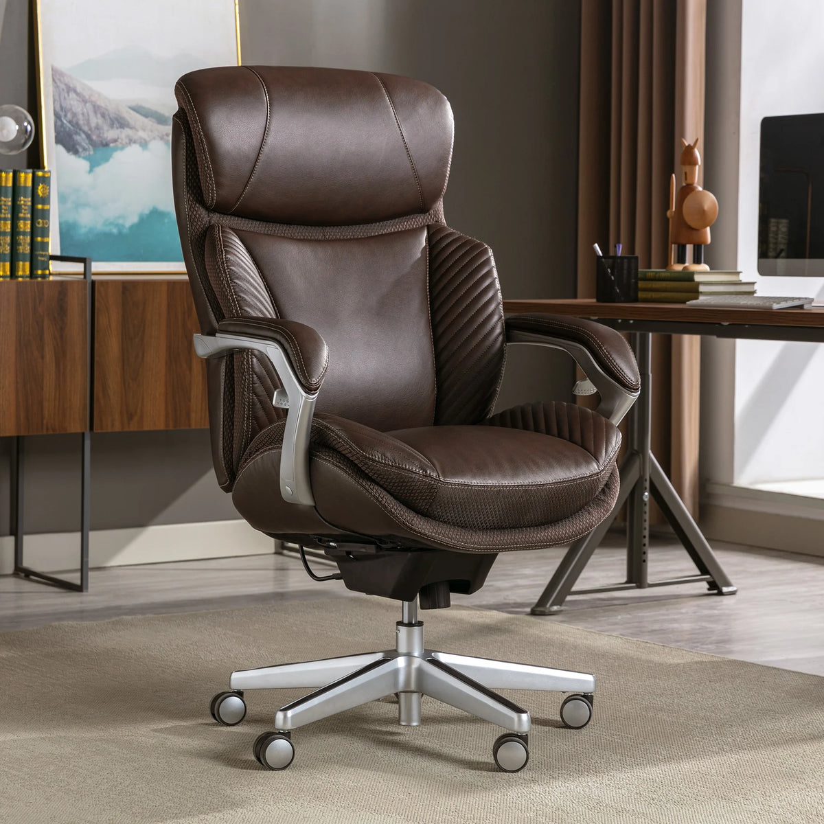Ergonomic Bonded Leather High-Back Executive Chair Y82734