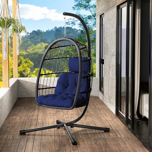 Egg Chair with Stand Rattan Wicker Hanging Swing Hammock Chair U9926