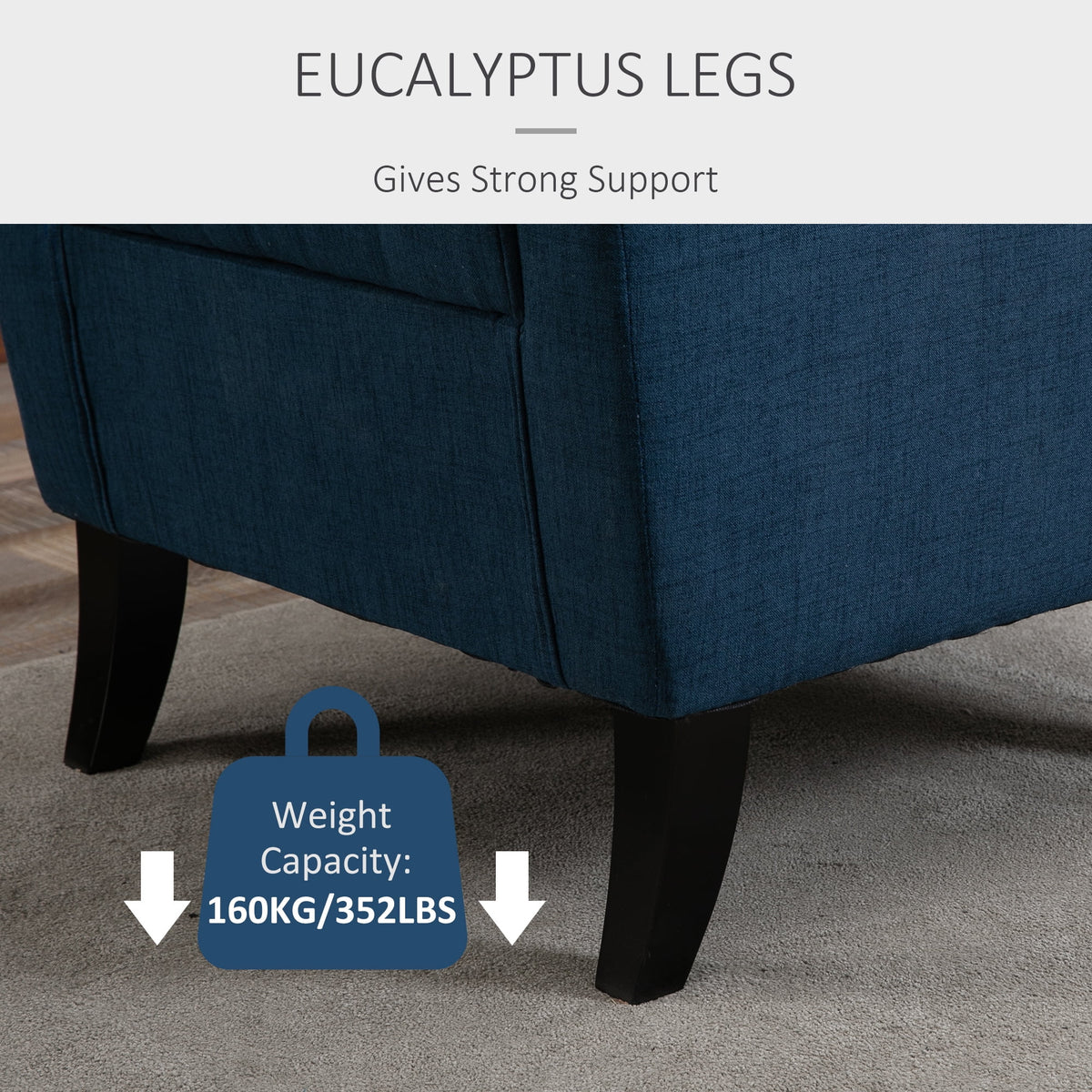 Blue Button-Tufted Accent Chair with Wingback T674442