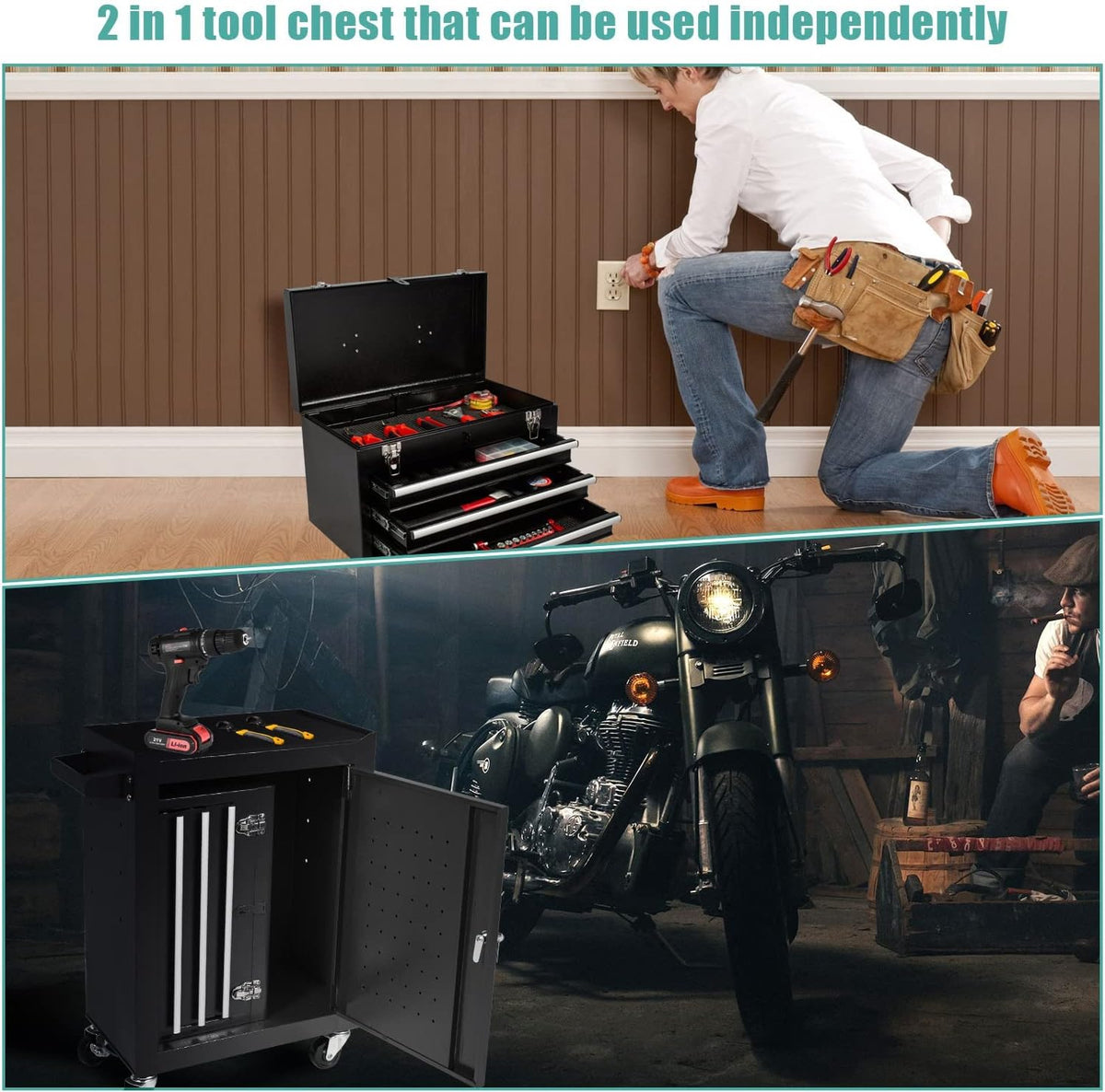 Rolling Tool Chest with Detachable Tool Box S8803
