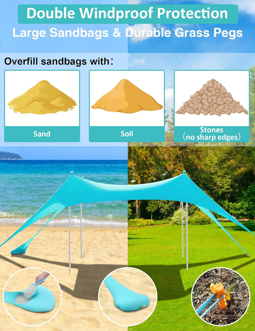 10'x10' 6 Person UPF 50+ Pop Up Beach Tent O1809