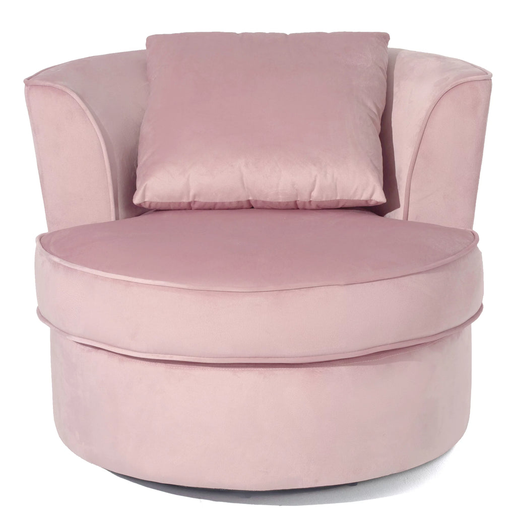 Pink Velvet Swivel Barrel Chair with 1 Pillow S491566