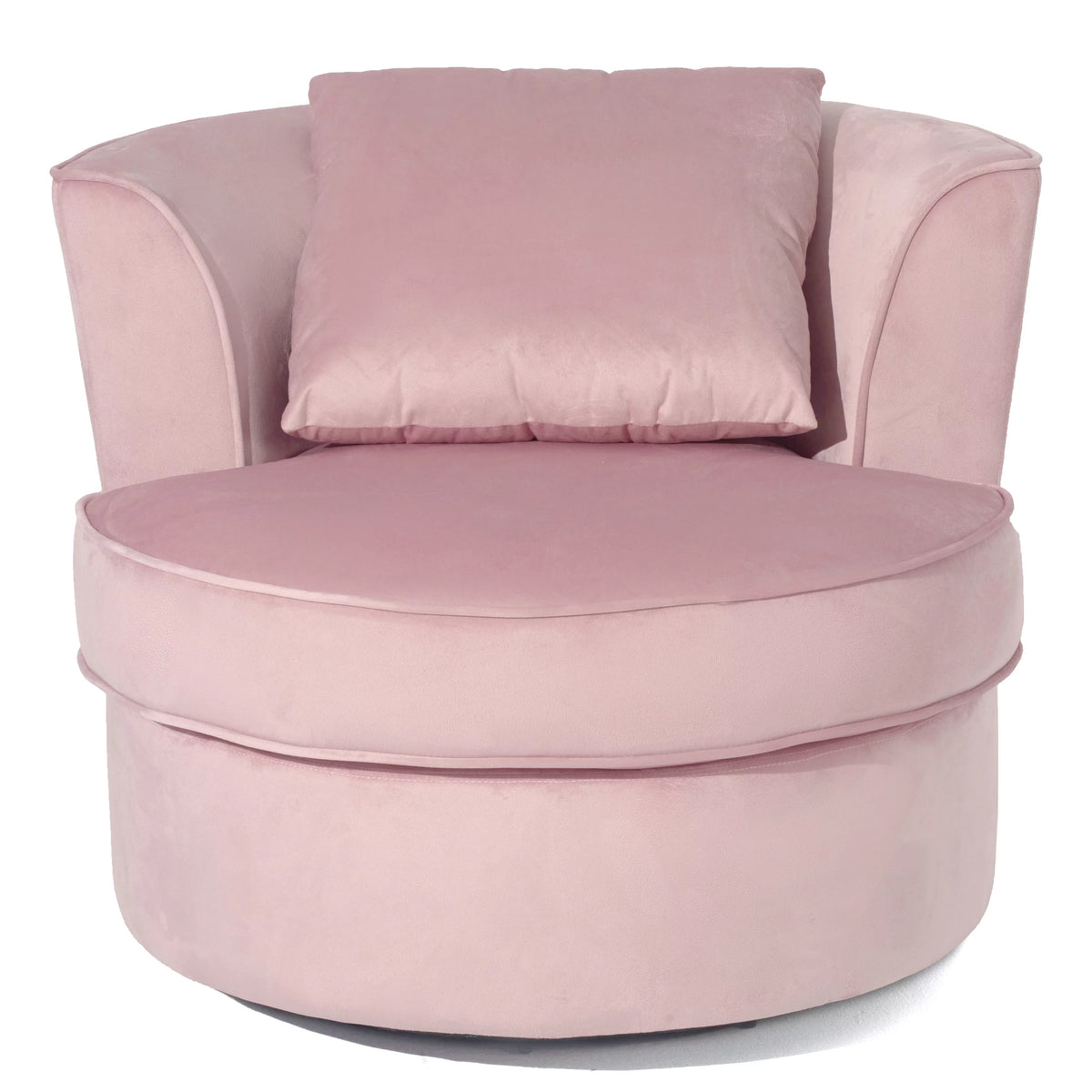 Pink Velvet Swivel Barrel Chair with 1 Pillow S491566