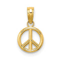 14k Solid Gold Peace Symbol Pendant Necklace E7077