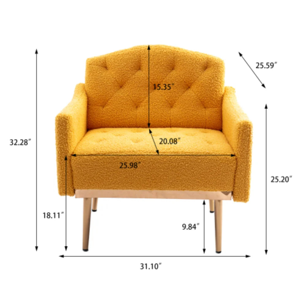Camel Mustard Teddy Accent Chair with Metal Feet K301338