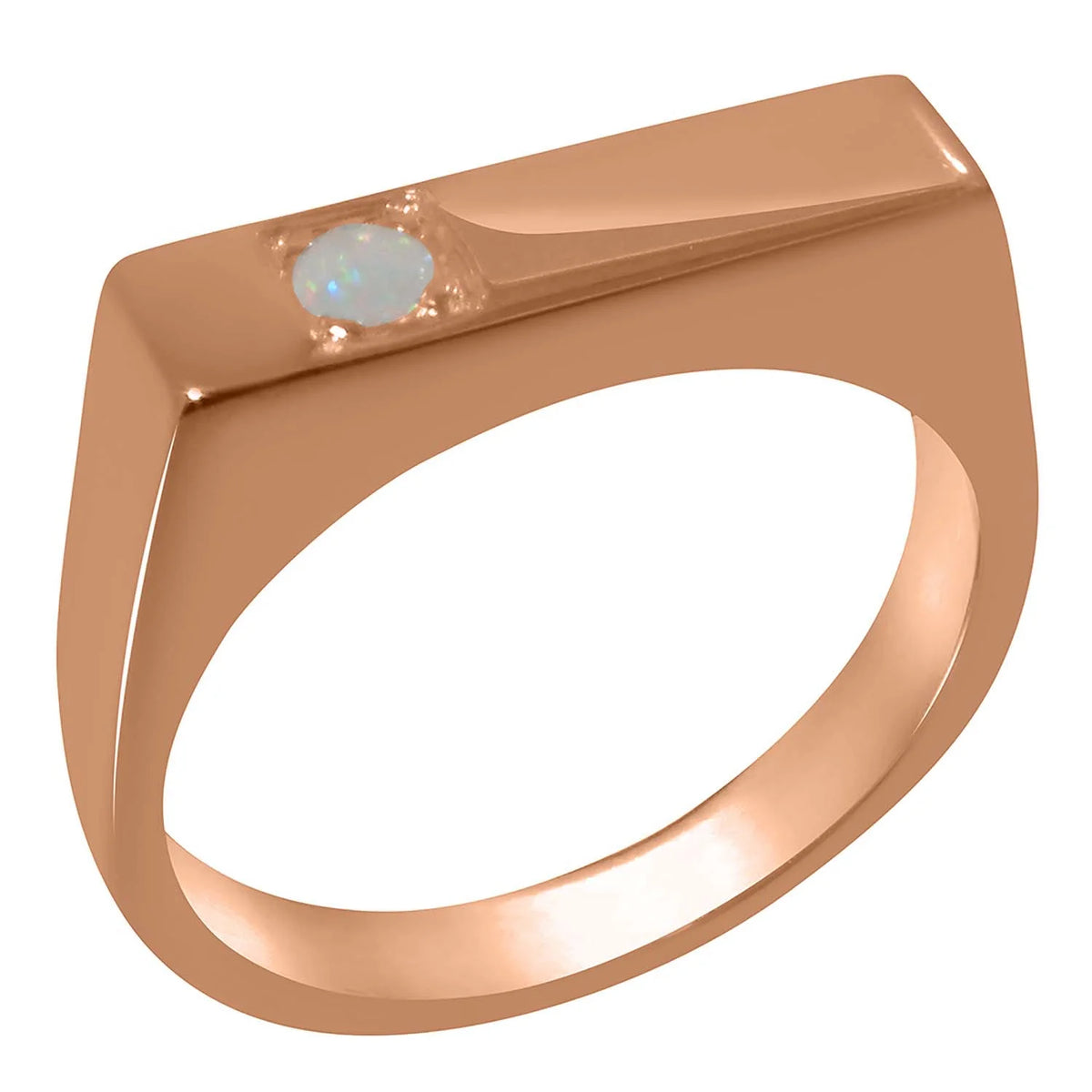 9k Rose Gold Opal Mens Band Ring W642
