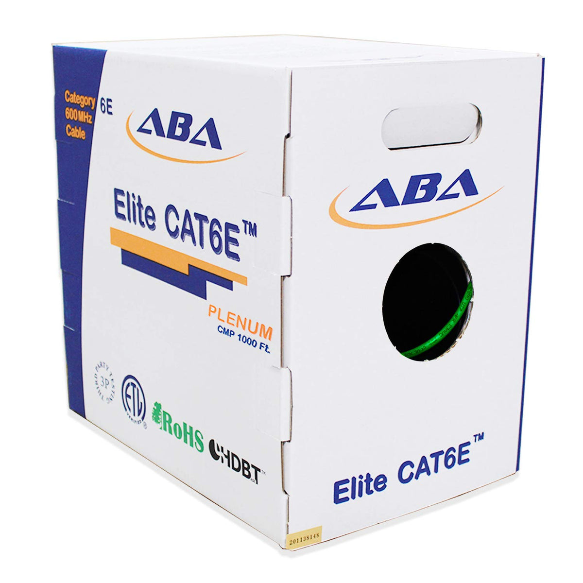 Cat6e Plenum 600MHz CMP 23AWG UTP Solid 100% Pure Copper 1000 Feet Box Green G473070