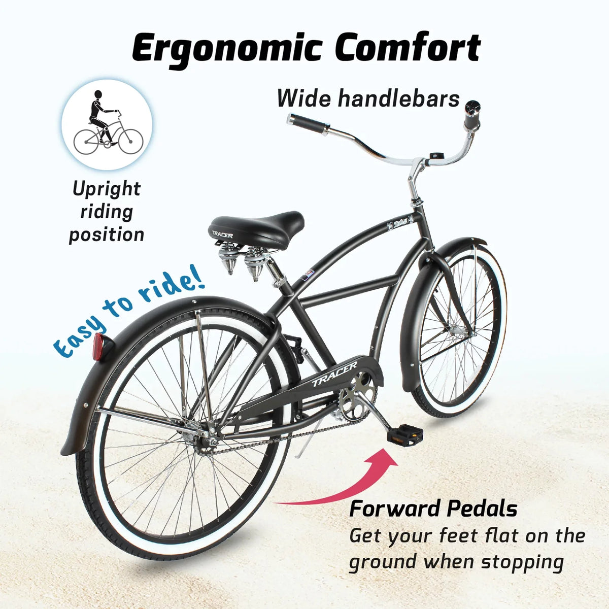 26 Inch 7 Speed Steel Beach Cruiser Bicycle X58732