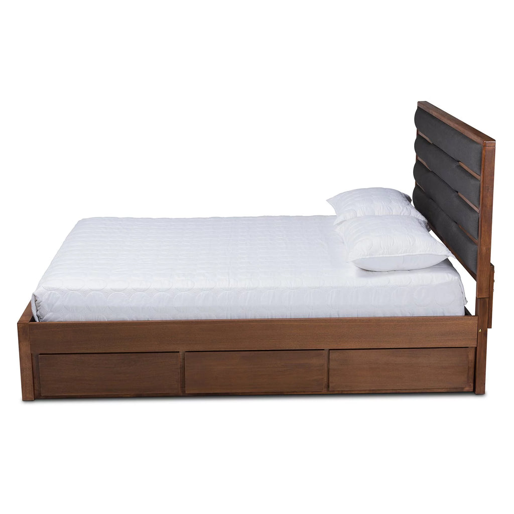 Queen Dark Gray Upholstered Platform Bed H10980