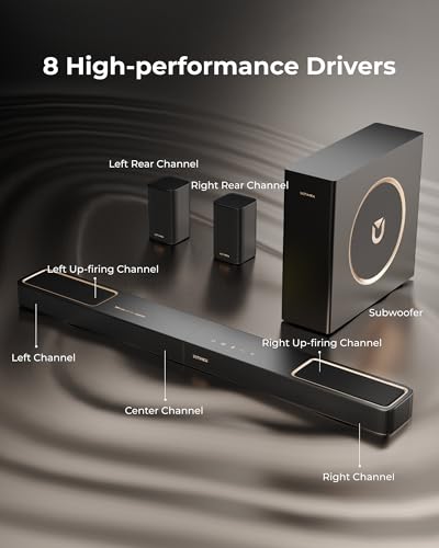 5.1.2ch Sound Bar with Dolby Atmos, 2 Surround Speakers, Subwoofer, BT 5.4, HDMI eARC T131765