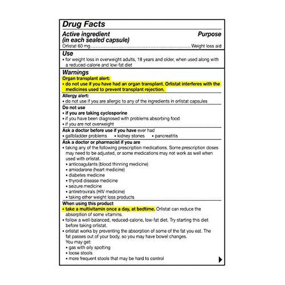 Orlistat 60Mg Capsules, 170 Count Y98812