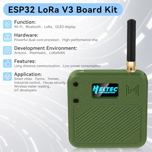 2 Pack ESP32 LoRa V3 Development Board with 915MHz Antennas + 3000mAh Battery + Meshtastic Case, ESP32-S3 SX1262 Integrated WiFi Bluetooth OLED Display for Arduino LoRaWAN IOT (Blue) R91898