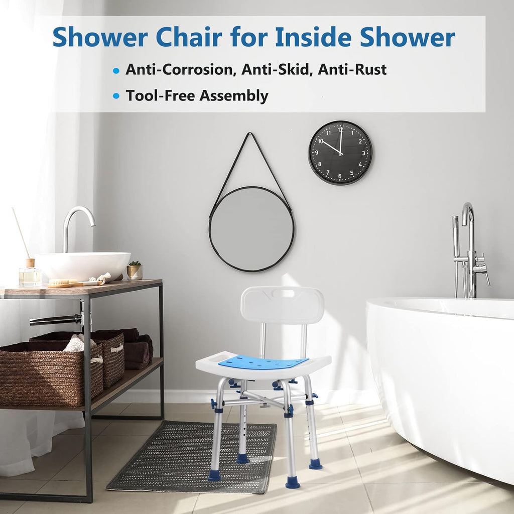 Nonslip Shower Chair with Back Padded Seat C74446