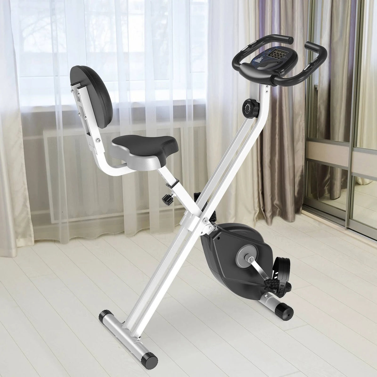 Foldable Upright Bike with LCD Screen Grey X48178