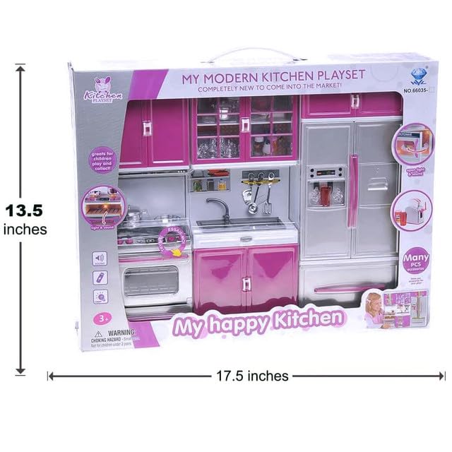 4-in-1 Doll Kitchen Playset with Realistic Lights & Sounds Y955174