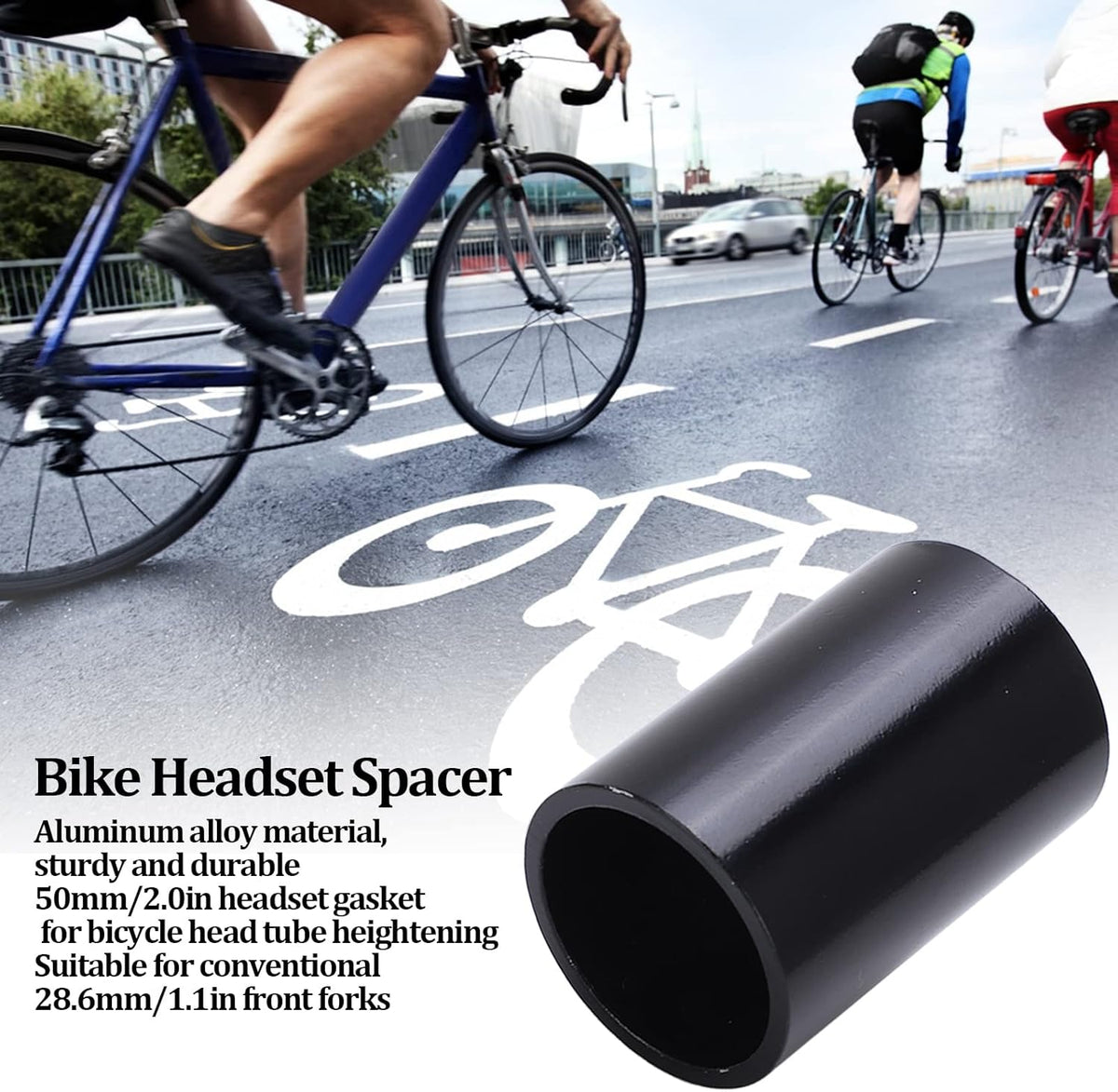 Black Aluminum Alloy 50mm Bicycle Headset Spacer Q8427