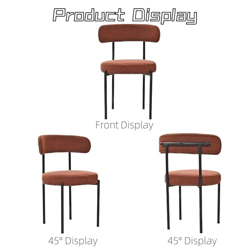 Round Upholstered Boucle Dining Chairs Set of 2 (Brown) F9362