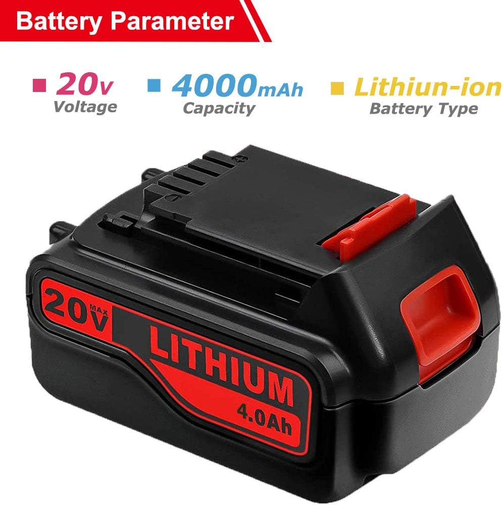 2 Pack 4.0Ah 20V Replacement Lithium Battery for Black and Decker Power Tools U5792