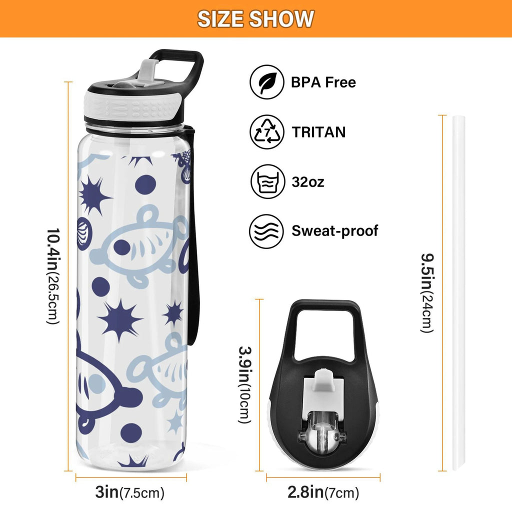 32oz Tritan Leakproof Clear Sports Water Bottle Y313016