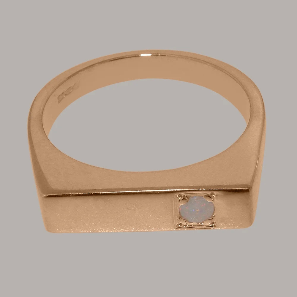 9k Rose Gold Opal Mens Band Ring W642