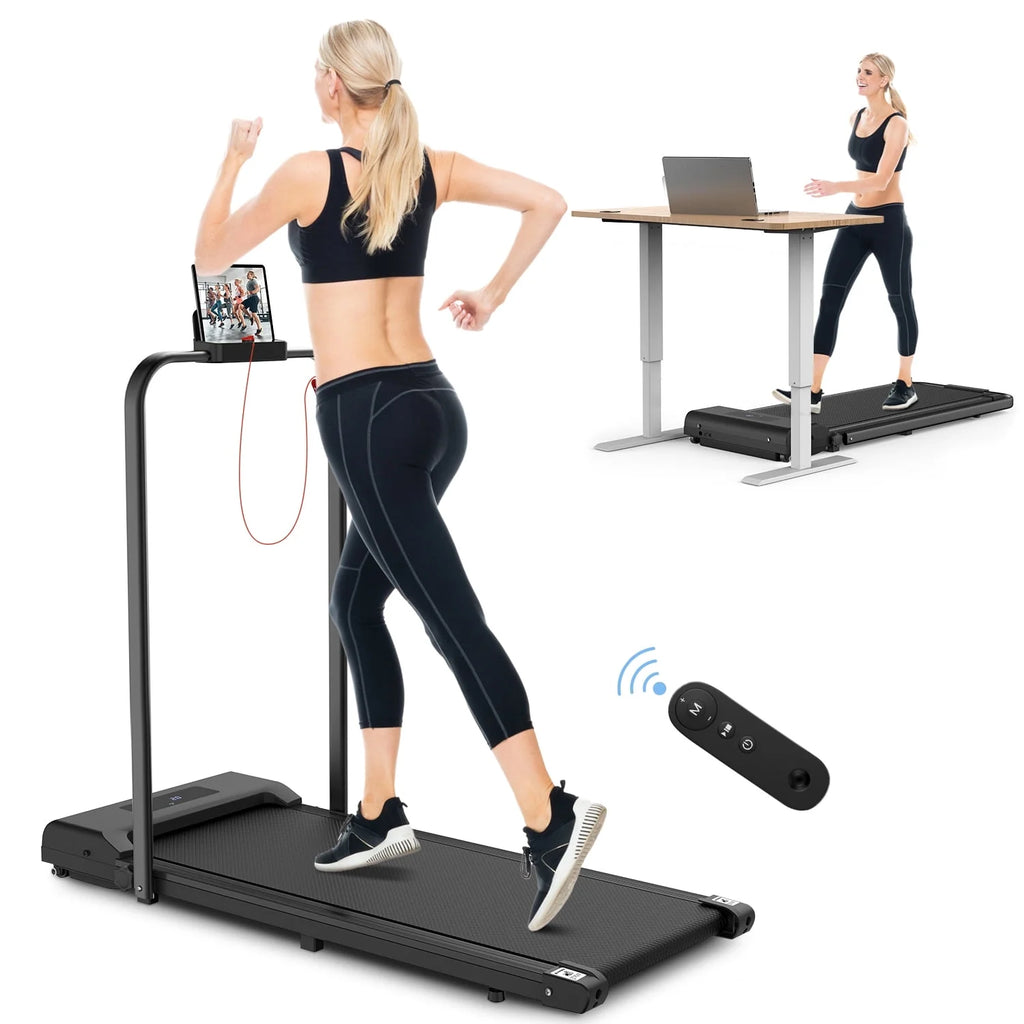 2 in 1 Folding Treadmill 265 lbs Gray Y73788