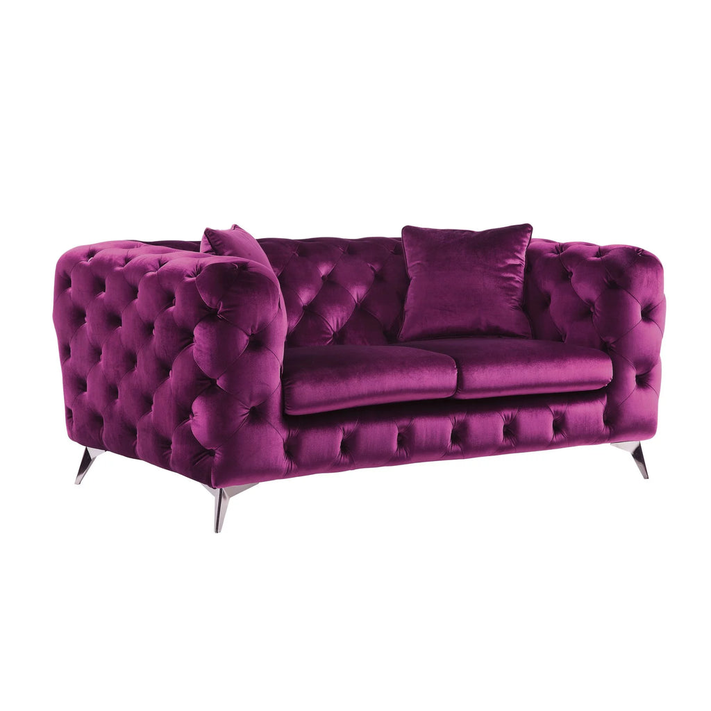 Purple Fabric Loveseat F93827