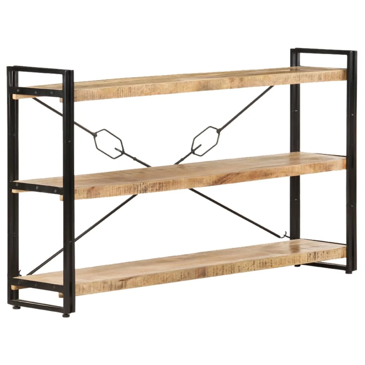 3-Tier Mango Wood Bookcase with Storage Shelves J924847