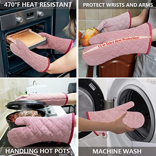 1 Pair 100% Cotton Heat Resistant Oven Mitts S454