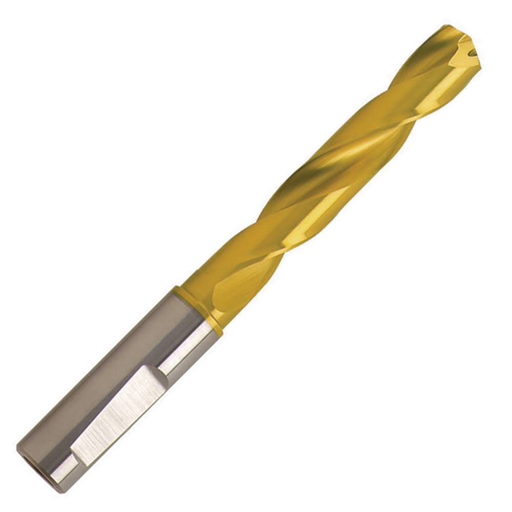 19mm Carbide 140° Point Tin Coolant Fed Drill, Reinforced Whistle-Notch Flat Shank, 101mm LOC N878