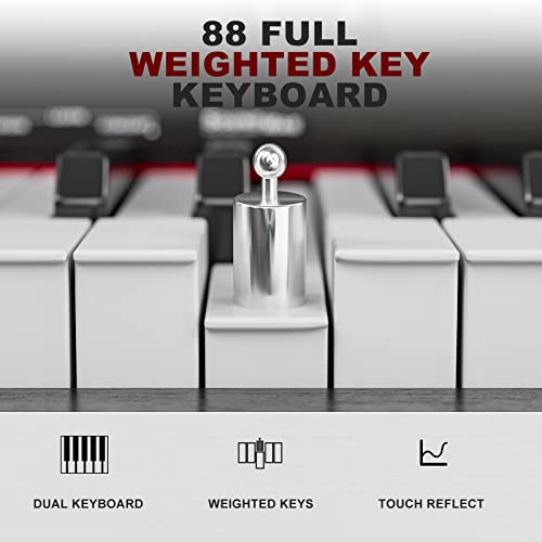Black Full Size Weighted Key Digital Piano with Piano Bench, Stand, 3 Pedal Y472