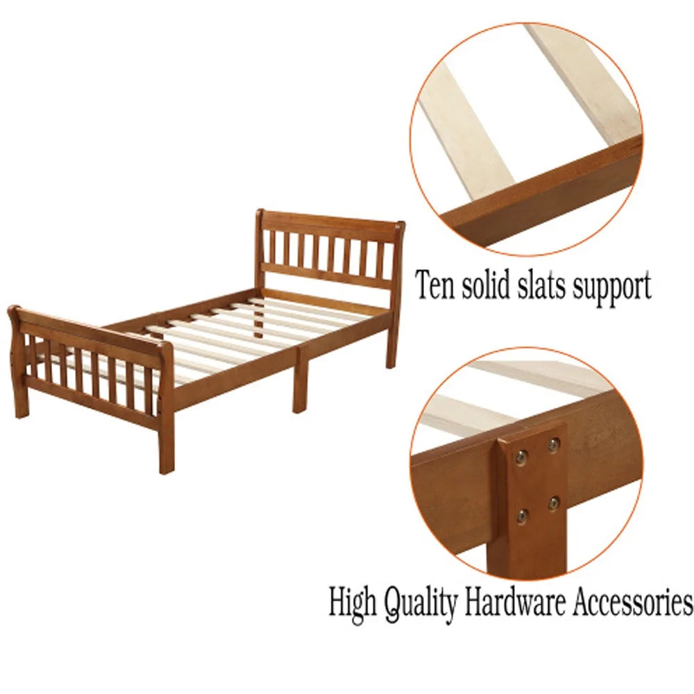 Wood Platform Bed with Headboard and Footboard W145